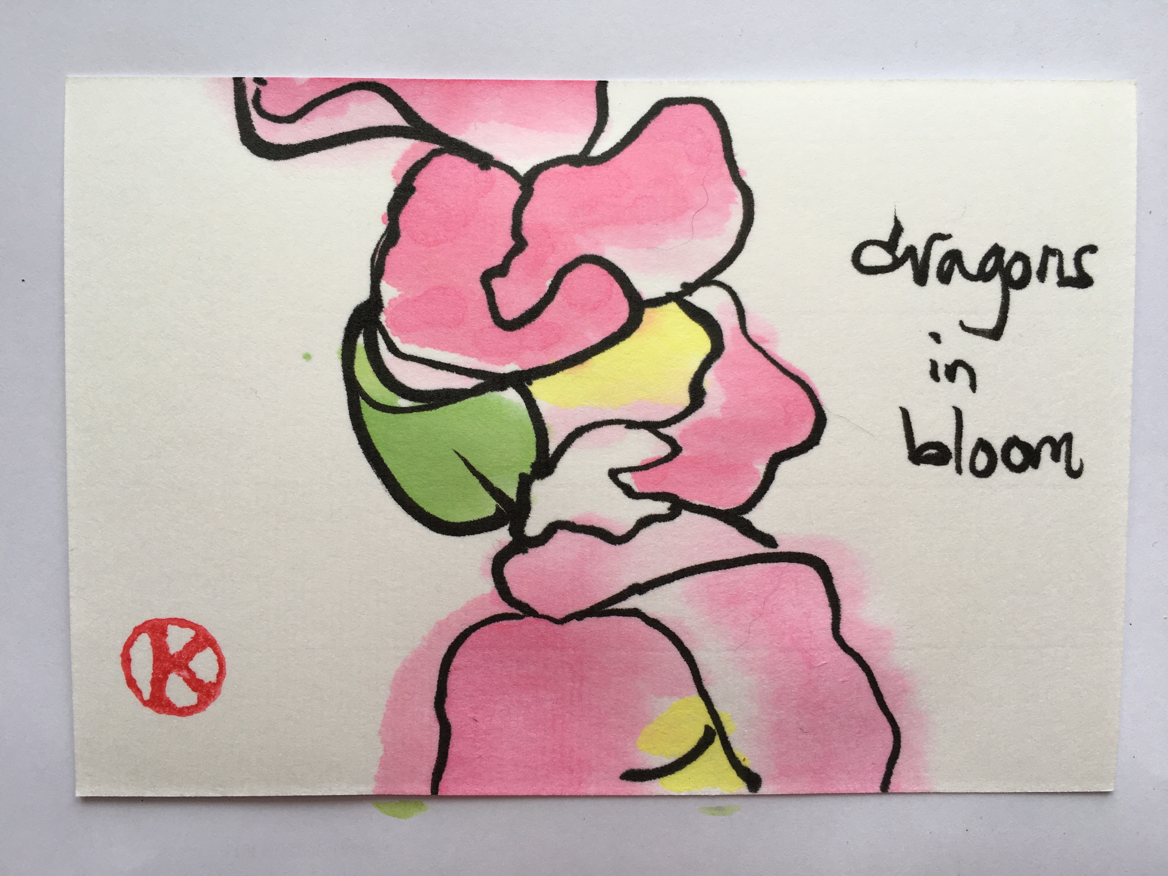 pink snapdragon etegami card